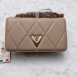 Valentino Orlandi Quilted Tan Crossbody Bag